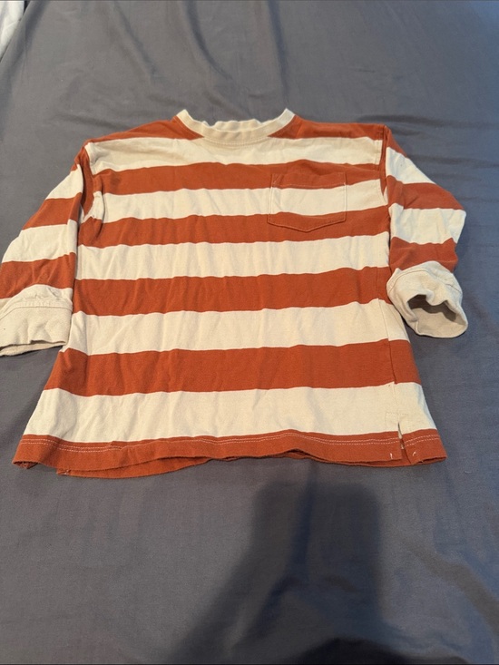 Cotton On Kids Other - Striped Long-Sleeve Tee in Rust and Cream - Kids